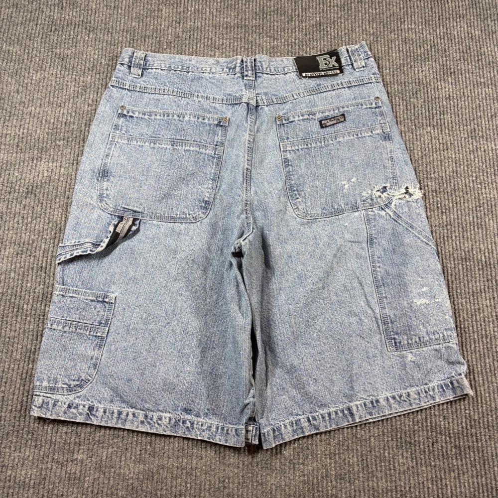 Brooklyn Xpress Shorts Men's 38 Denim Carpenter Blue Acid Wash Distressed Y2K